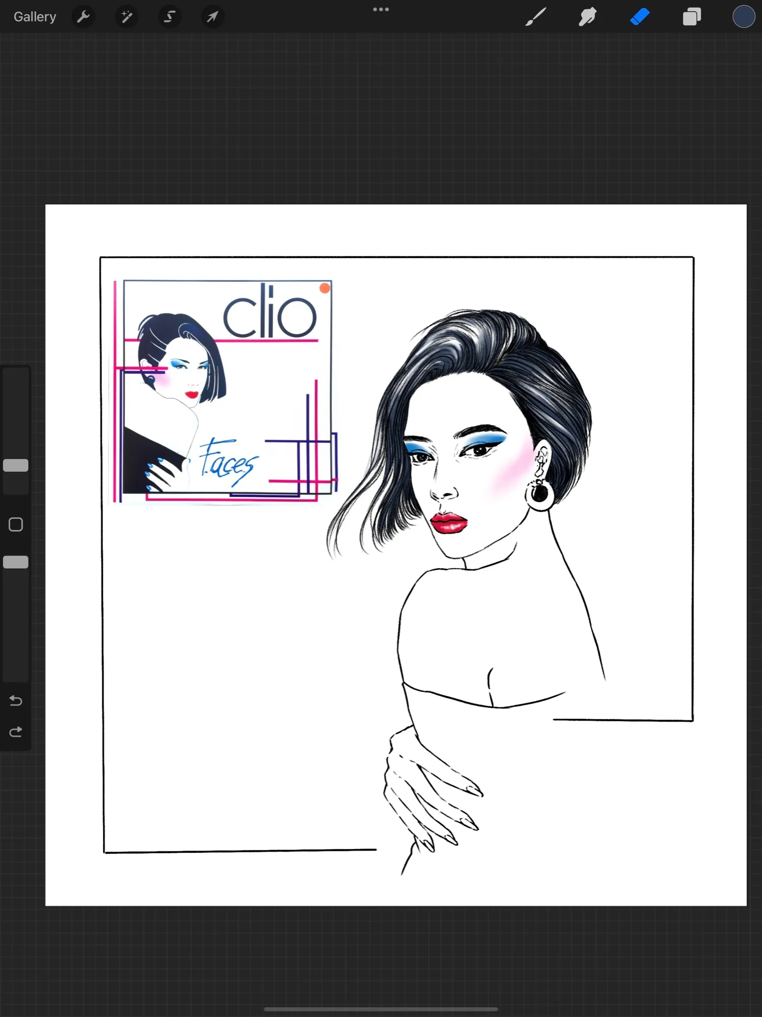 The Faces illustration taking shape in Procreate